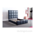 Tempat Tidur Berlapis PU Biru Grosir Set Kamar Tidur